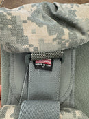 Close-up of the genuine camo pattern and rugged material on brand new military knee pads.