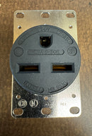 Top view of the new Hubbell 30 Amp 250V electrical receptacle, showing the wiring terminals.