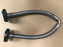 Top view of the U-shaped braided stainless steel hose assembly, highlighting the tubing and bracket layout.