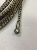 Close-up view of the ball connection end of the wire rope assembly.