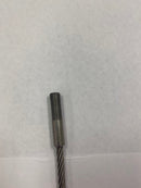 Close-up view of the threaded connection end of the wire rope assembly.