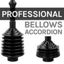 Antimicrobial Bellows Accordion Toilet Plunger with Black Storage Tray (Black)